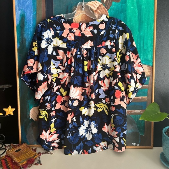 Adyson Parker Navy Floral Blouse S - Picture 5 of 14